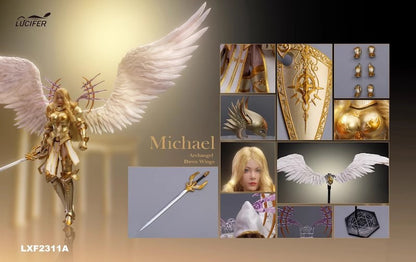 Preventa Figura Michael Archangel Dawn Wings (Golden Armor version) marca Lucifer LXF2311A escala pequeña 1/12