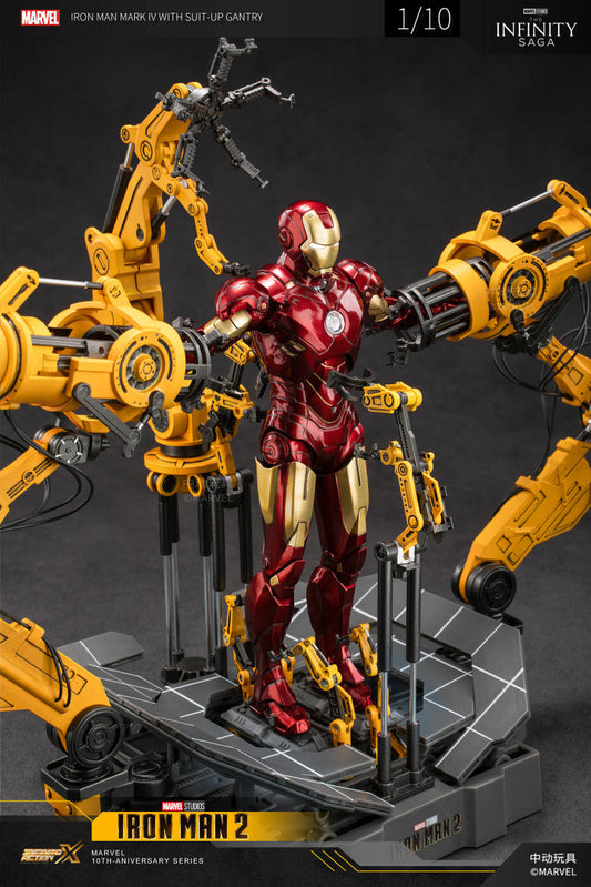 [EN STOCK] Figura Iron Man Mark IV con Suit-Up Gantry - Iron Man 2 marca ZD Toys escala 1/10 (18 cm)