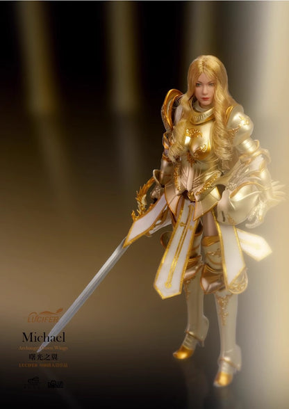 Preventa Figura Michael Archangel Dawn Wings (Golden Armor version) marca Lucifer LXF2311A escala pequeña 1/12