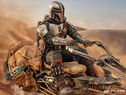 Pedido Estatua Din Djarin y Grogu en la Speeder Bike DELUXE - The Mandalorian - marca Iron Studios escala de arte 1/10