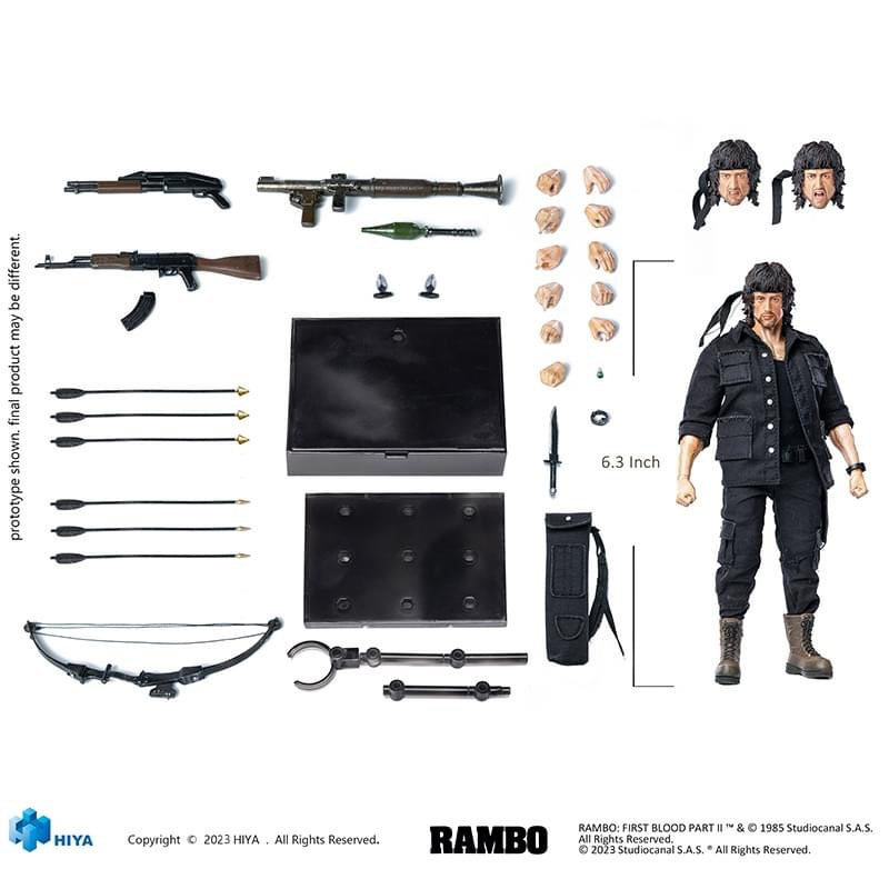 Pedido Figura John Rambo - Rambo: First Blood Part II Exquisite Super Series marca HIYA ESR0099 escala pequeña 1/12