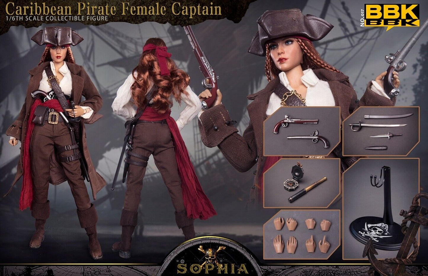 Pedido Figura Caribbean Pirate Female Captain Sophia marca BBK BBK017 escala 1/6