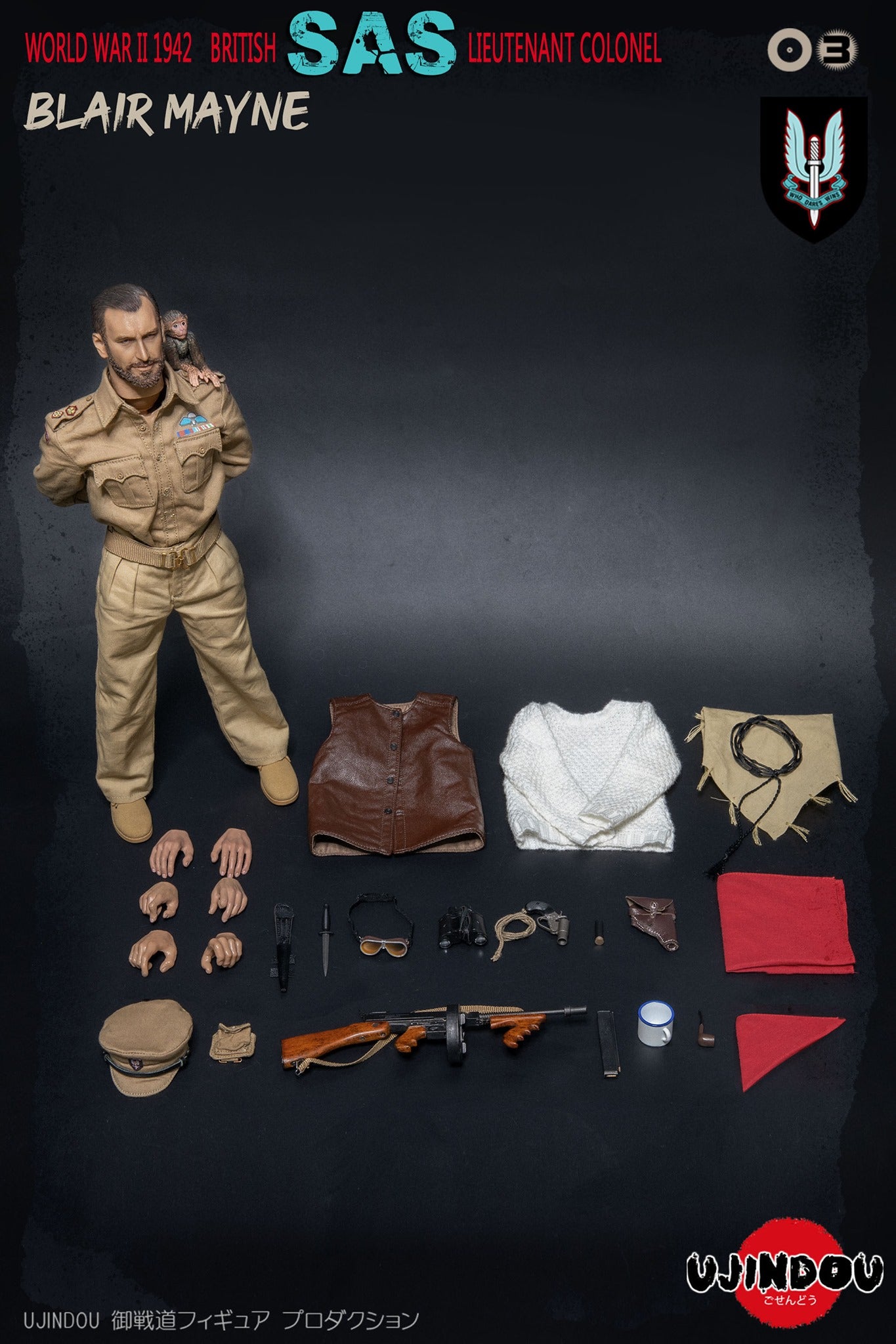 Pedido Figura Lieutenant Colonel Blair Mayne - WWII 1942 British SAS marca Ujindou UD9003 escala 1/6