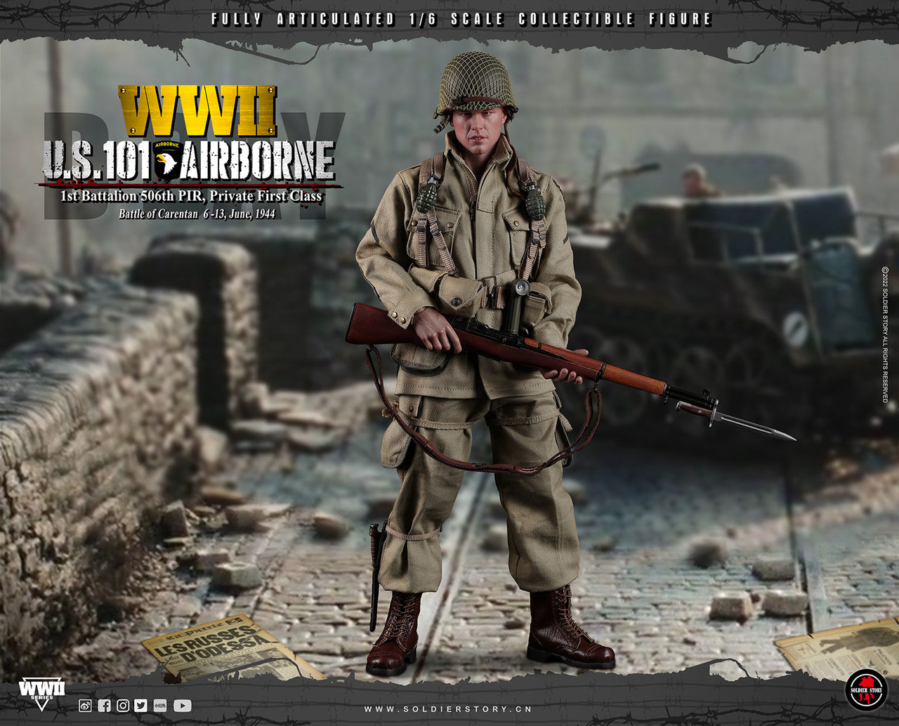 Pedido Figura Private First Class - WWII US 101st Airborne 1st Battalion 506th PIR marca Soldier Story SS126 escala 1/6